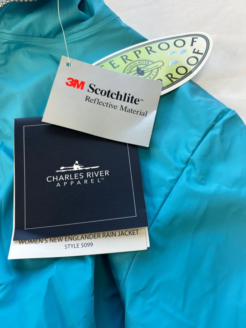 💙 Charles River Rain Jacket Women's Small Turquoise Hooded Waterproof NWT 💙 - Picture 8 of 11